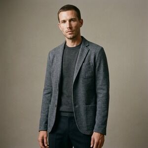FAHERTY Mens Knit Blazer XS Gray Cotton Blend Casual Prep Tailored Jacket
